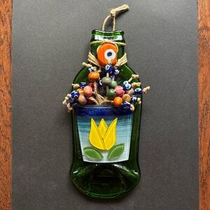 Hand-Blown Glass | Green Evil Eye Floral Wall Art